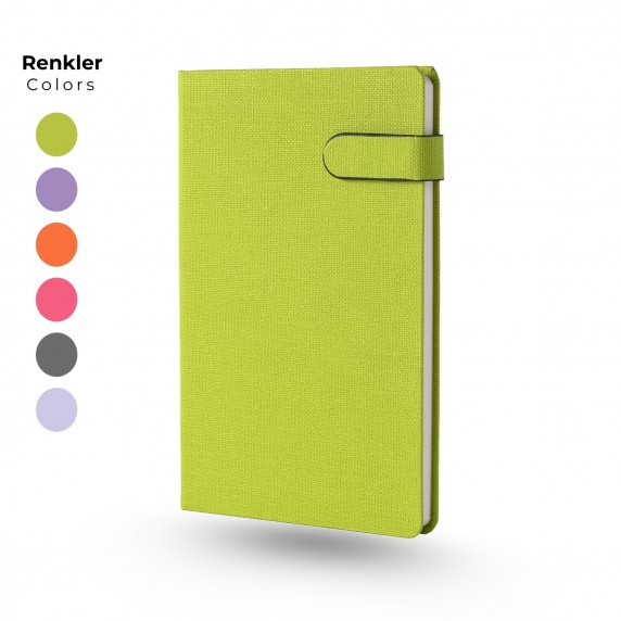 Mıknatıslı Patlı Termo Deri Kapaklı 13x21 cm Tarihsiz Çizgili Promosyon Defter